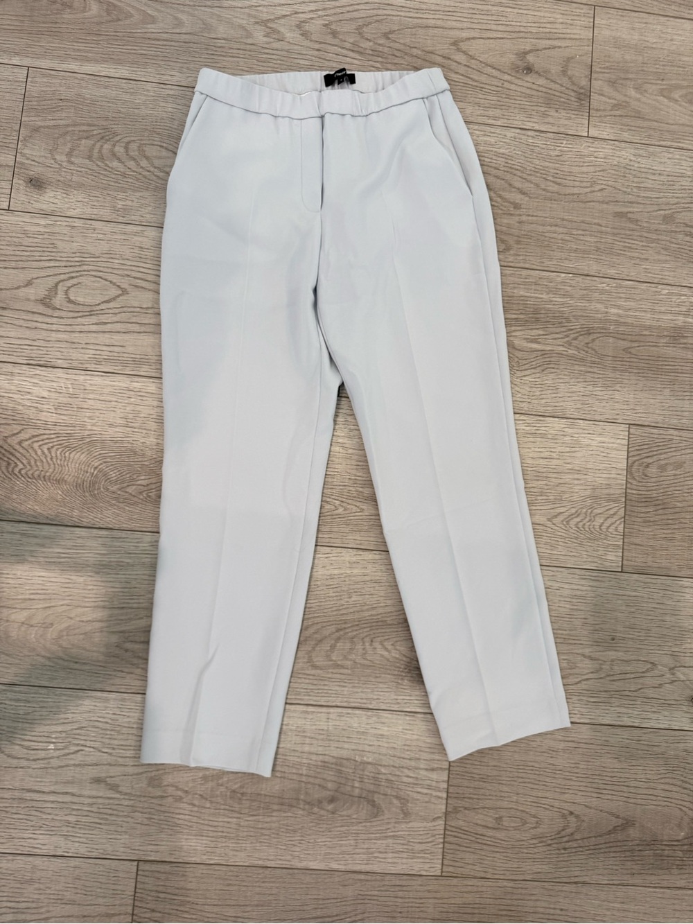 Theory Light Gray Cropped Tailored Dress Pants